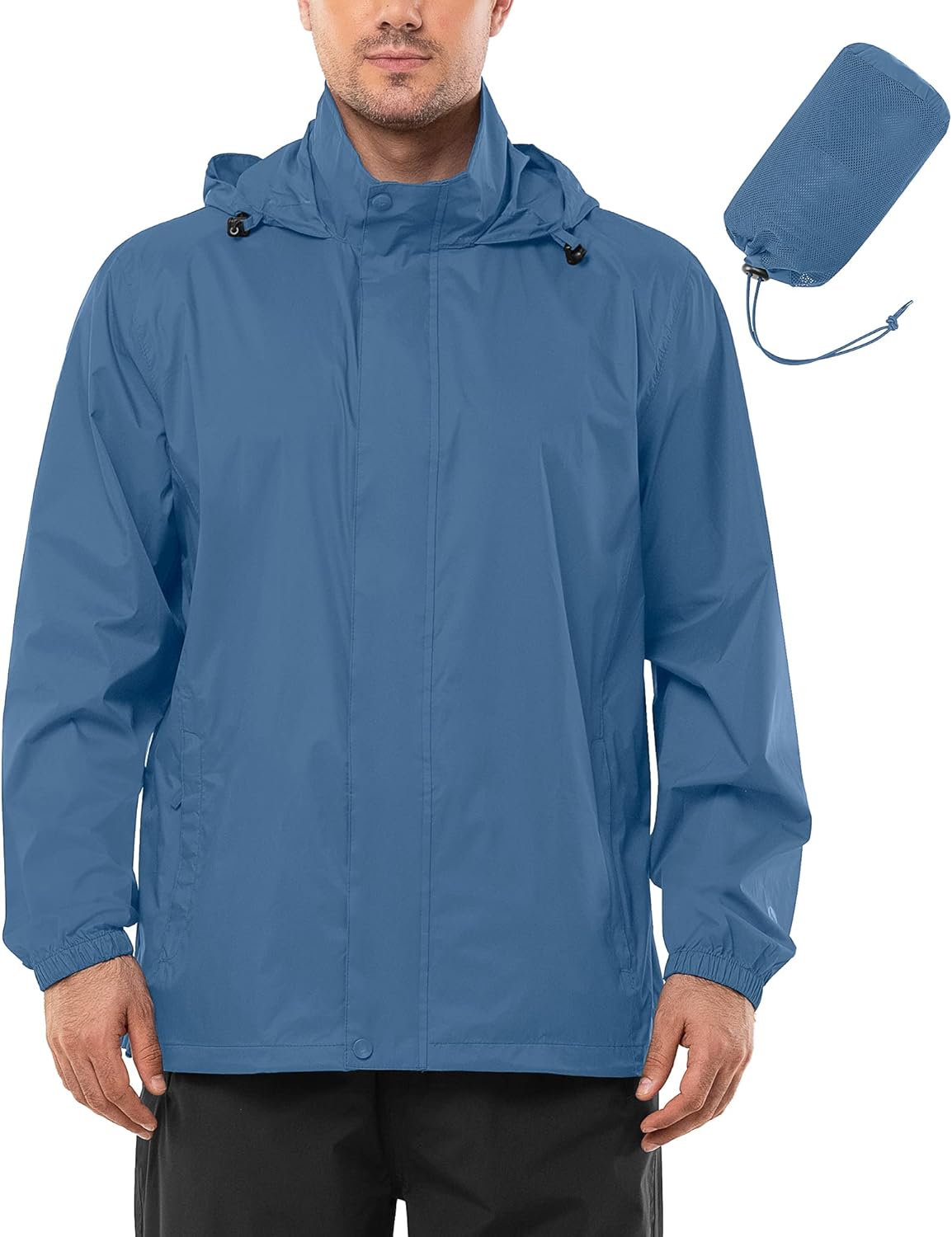 Outdoor Ventures Men's Rain Jacket Waterproof Lightweight Packable