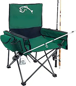 Fishing Chair with Rod Holder and Built in Cooler for Comfort