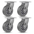 5ft Caster Wheels Heavy Duty Set of 4 - Industrial Swivel Rubber