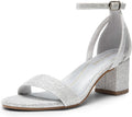 Women's Chunky Low Heels Open Round Toe Ankle Strap Block Heels DREAM