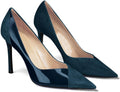 Womens Pointed Toe Stiletto Heel Pumps Patent Suede - 3.5in Comfort
