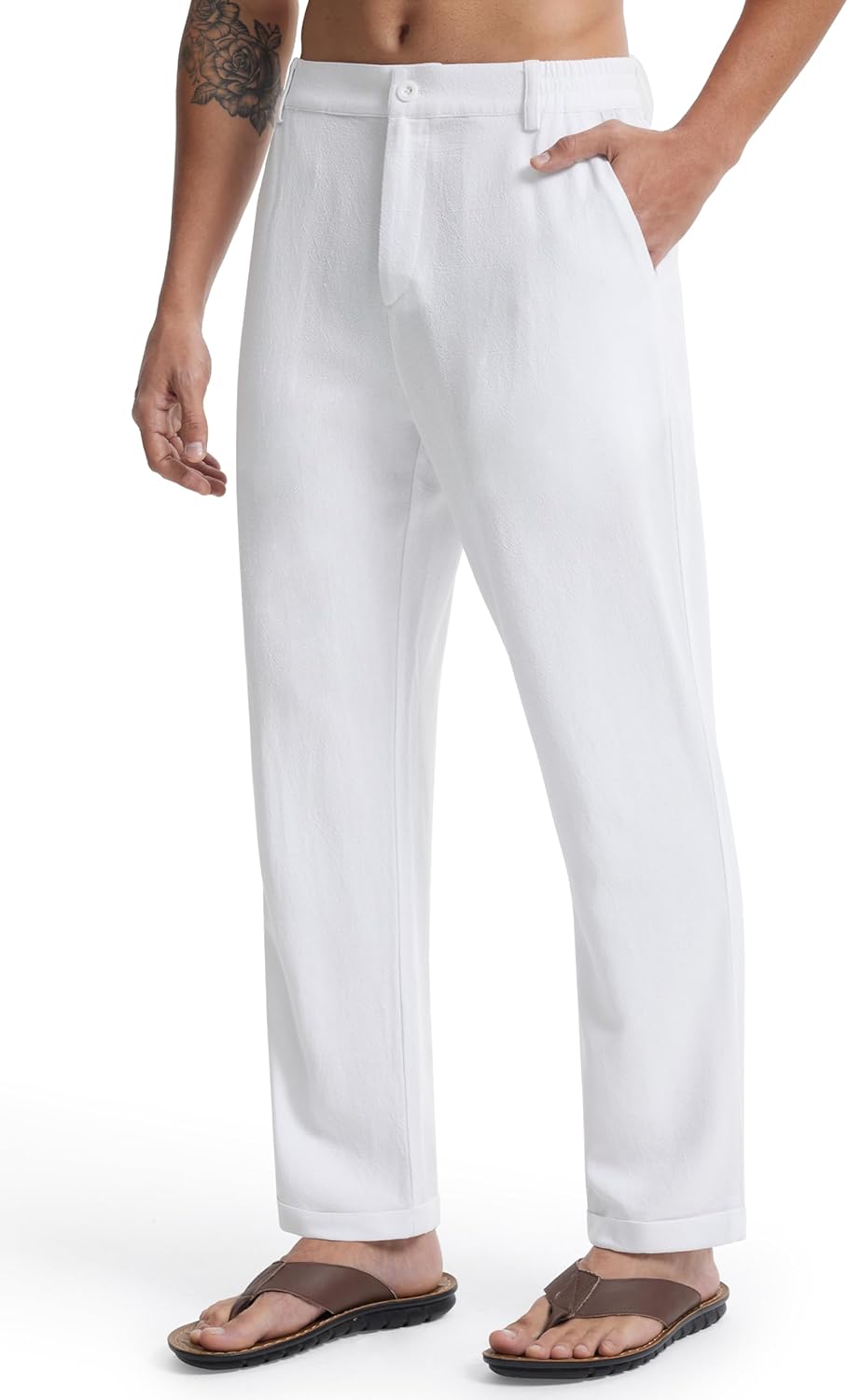 Libin Men's Linen Pants for Summer Beach Travel and Lounge