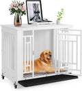 Dog Crate Furniture with Wheels 32 in - End Table Dog Kennel