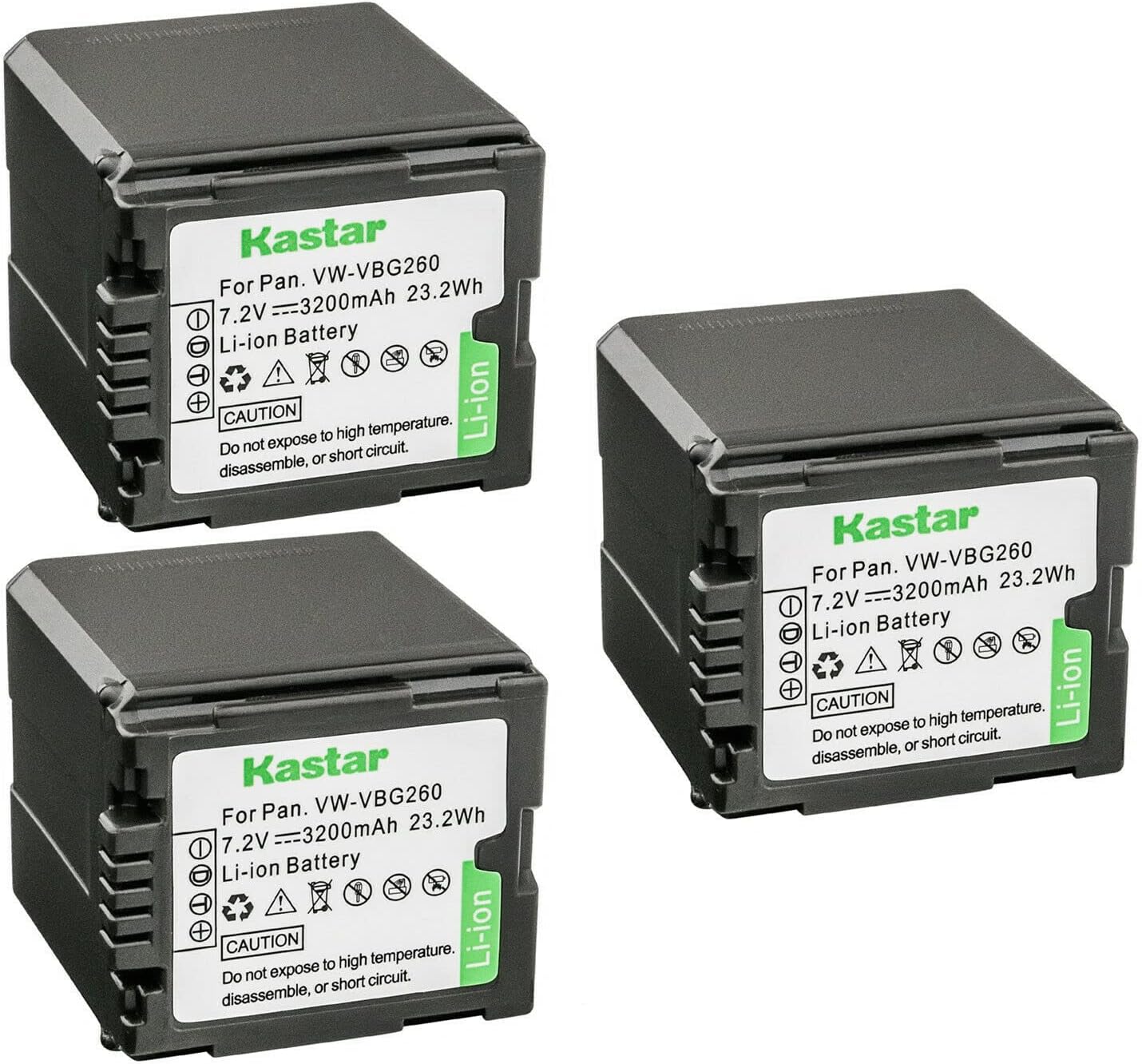 Kastar 3-Pack Battery Replacement for VW-VBG260 Cameras