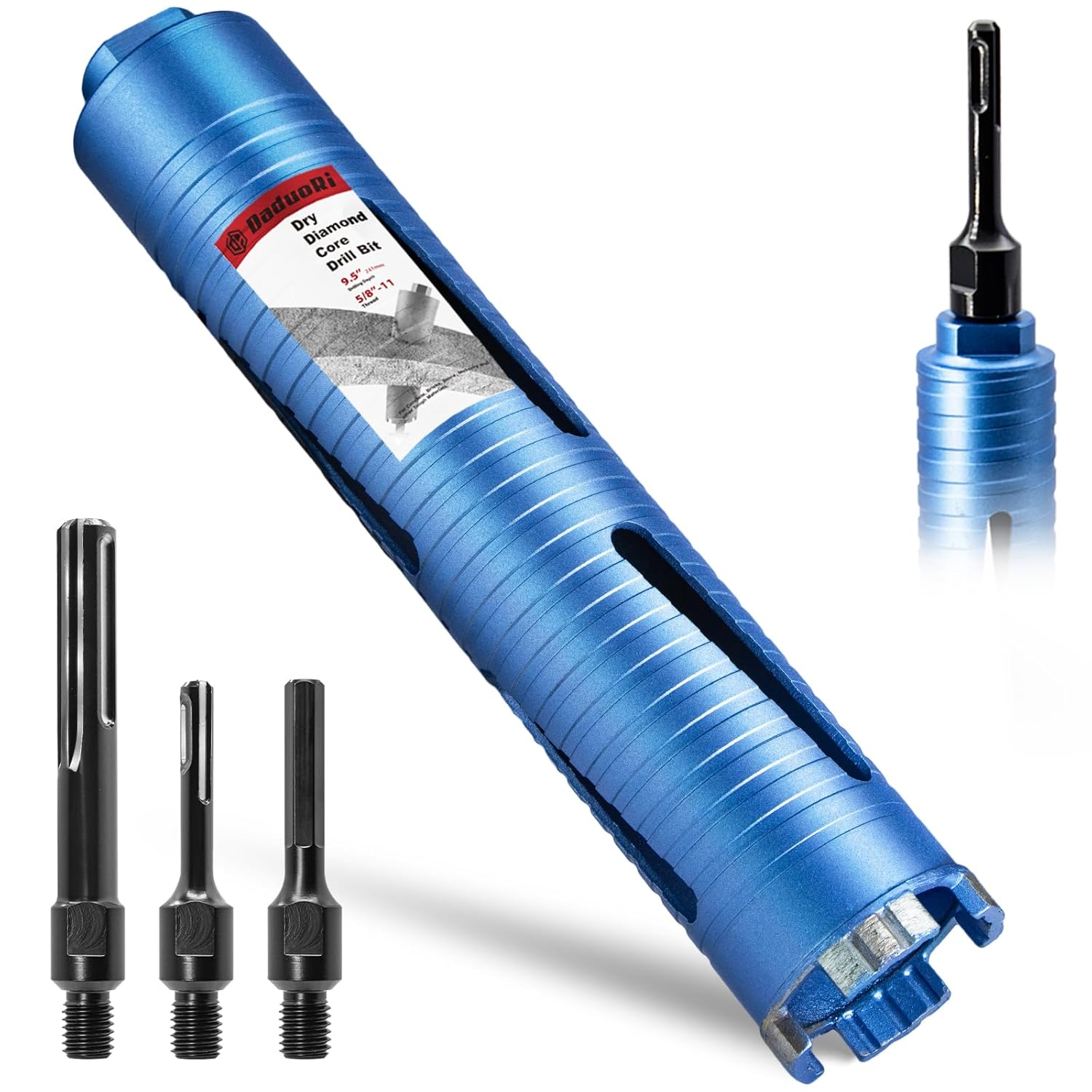 2in Dry Core Drill Bit for Brick and Block with 3 Adapters