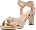 DREAM PAIRS Women's Chunky Heels Open Toe Ankle Strap Sparkly Pump may