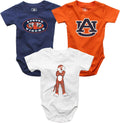Wes and Willy Baby College Team Cotton Rompers Set of 3