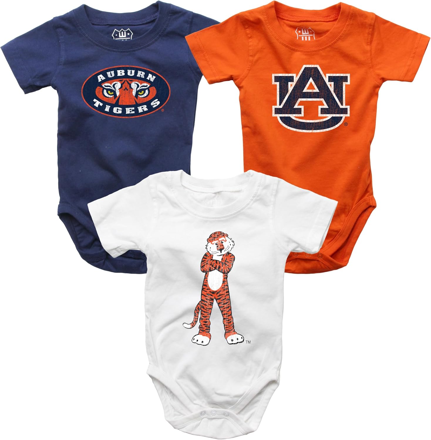 Wes and Willy Baby College Team Cotton Rompers Set of 3