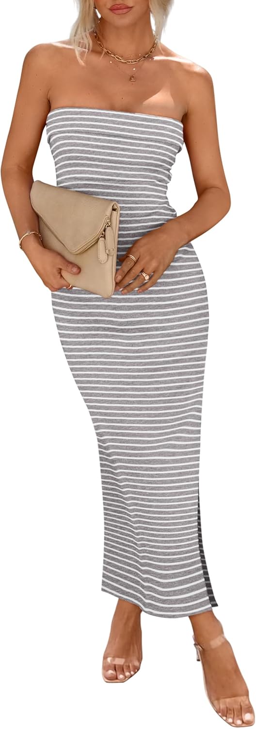 PRETTYGARDEN Women's Summer Bodycon Maxi Tube Dress for Parties