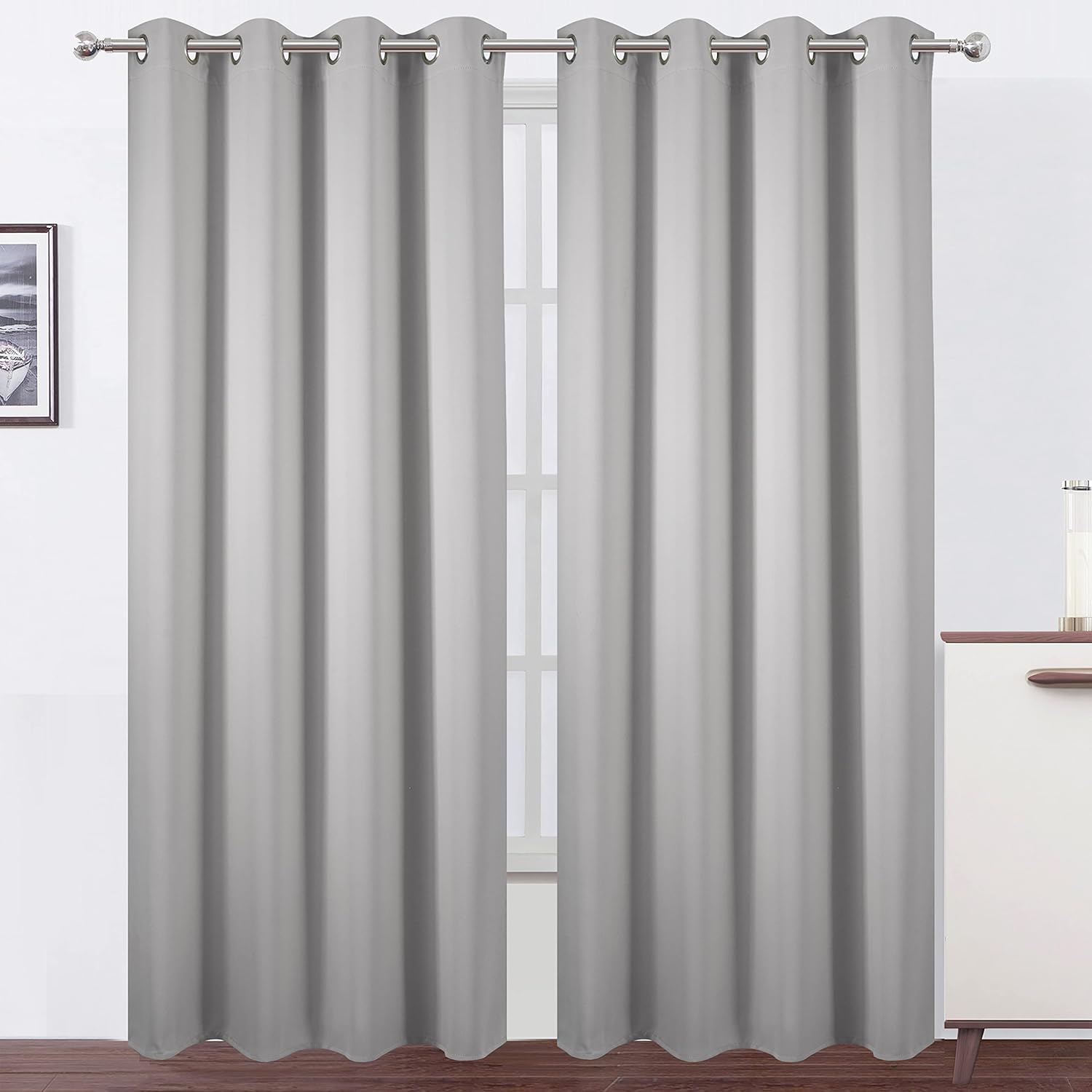 Blackout Curtains 52 x 108 inch Set of 2 Light Grey Panels