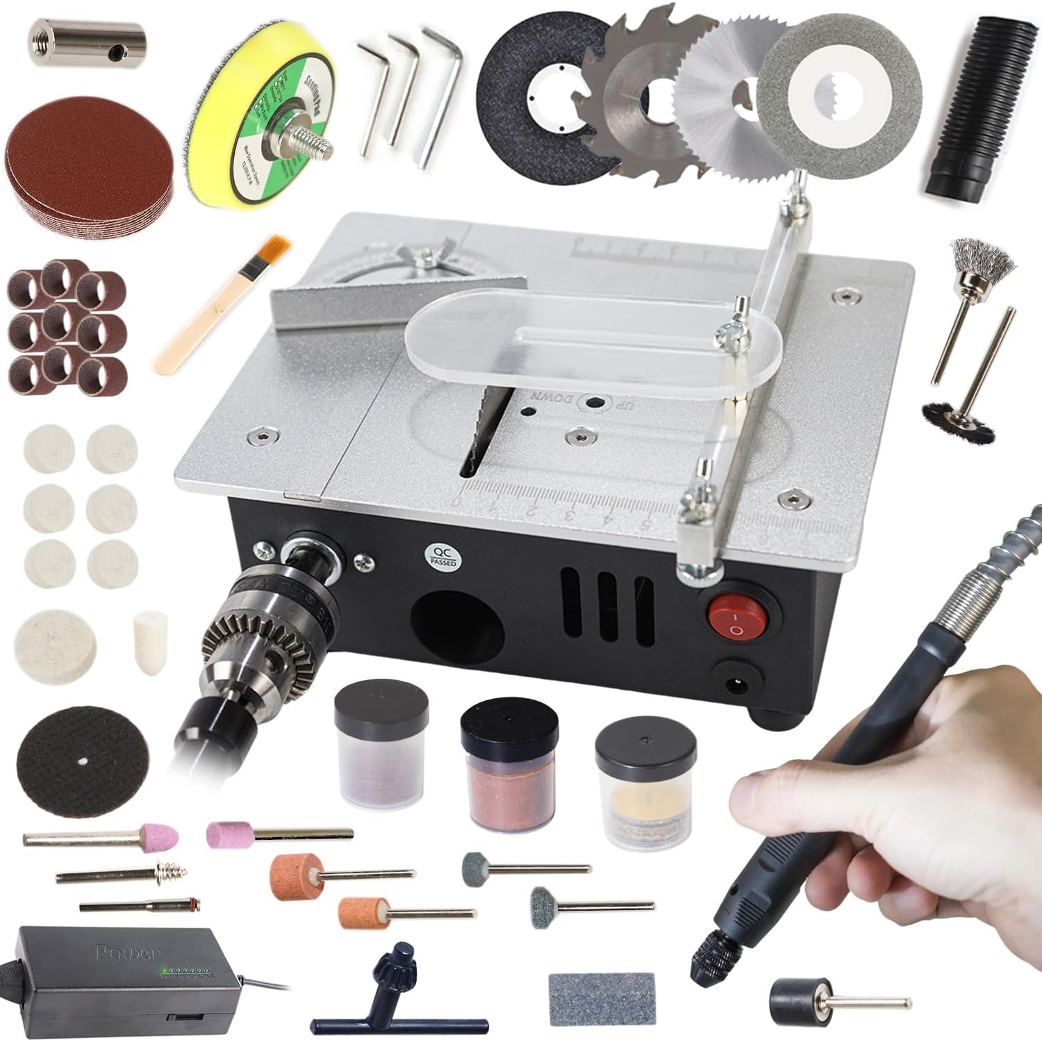 Mini Table Saw for Wood and Acrylic Cutting with Dual Motors