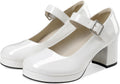 Women's Low Chunky Heel Mary Jane Pumps - Comfortable Platform Dress