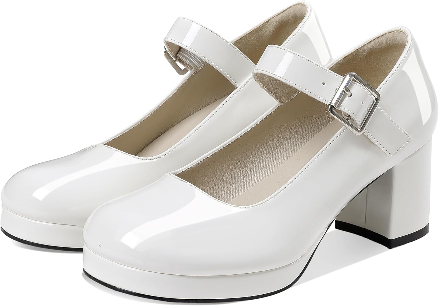 femflame Women's Low Chunky Heel Mary Jane Pumps for Style