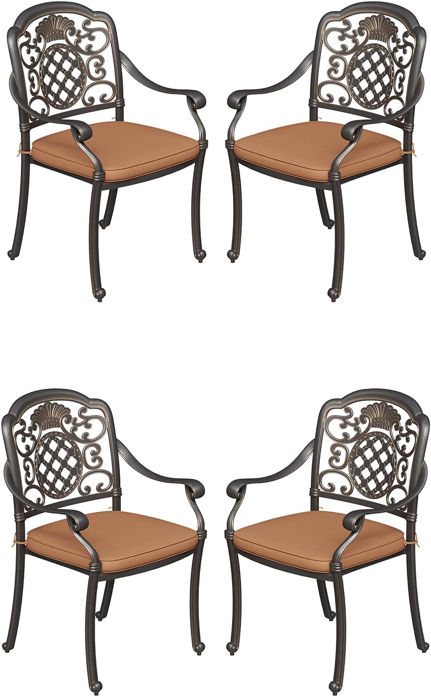 4 Piece Patio Dining Chairs Set with Cushions for Outdoor Use