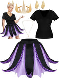Octopus Witch Costume Women Purple Tentacle Skirt Set - Standout