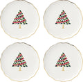 kate spade new york Evergreen Scallop Tidbit Plates, Service for 4