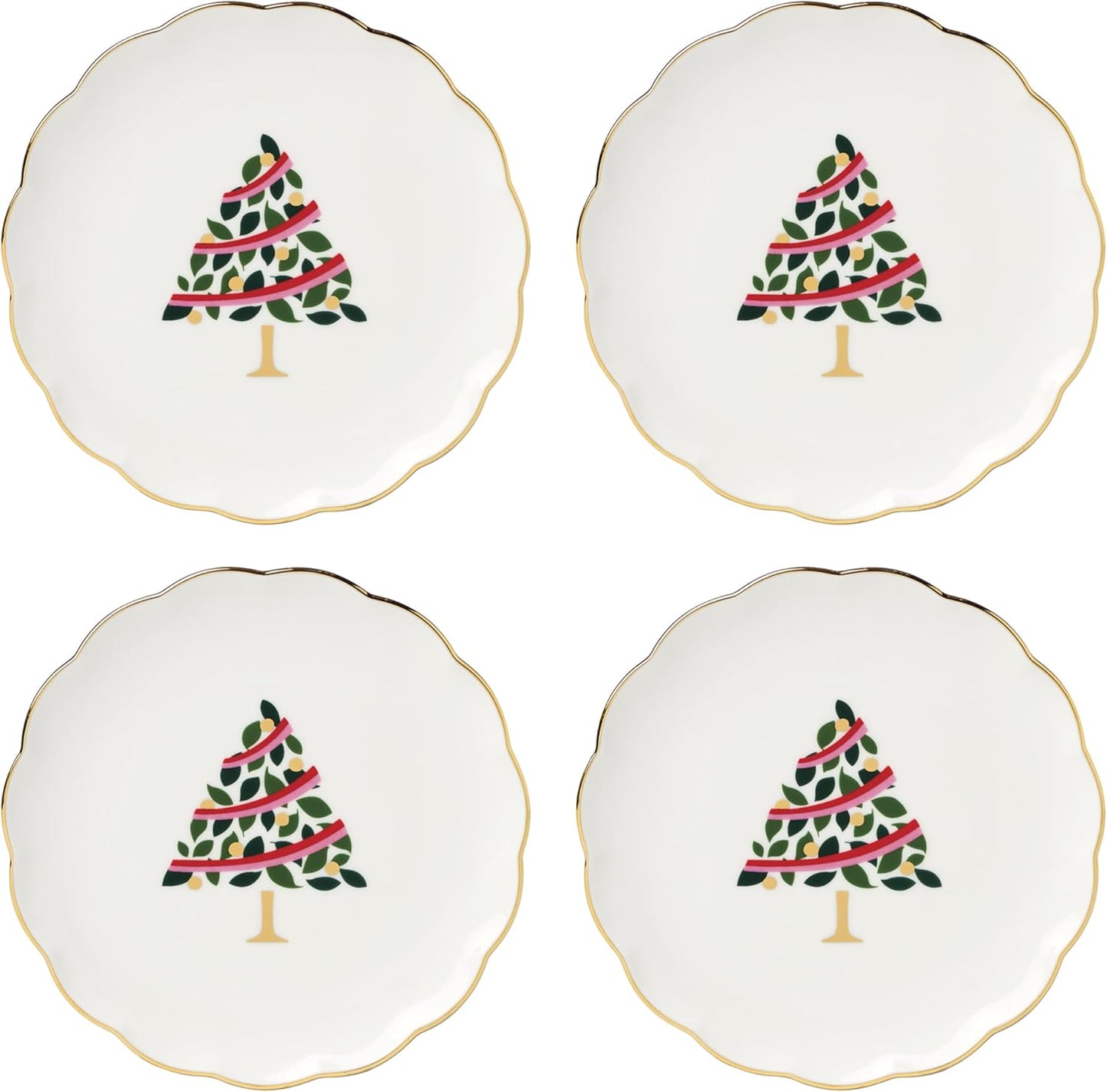 Evergreen Scallop Tidbit Plates Set for 4 by kate spade new york