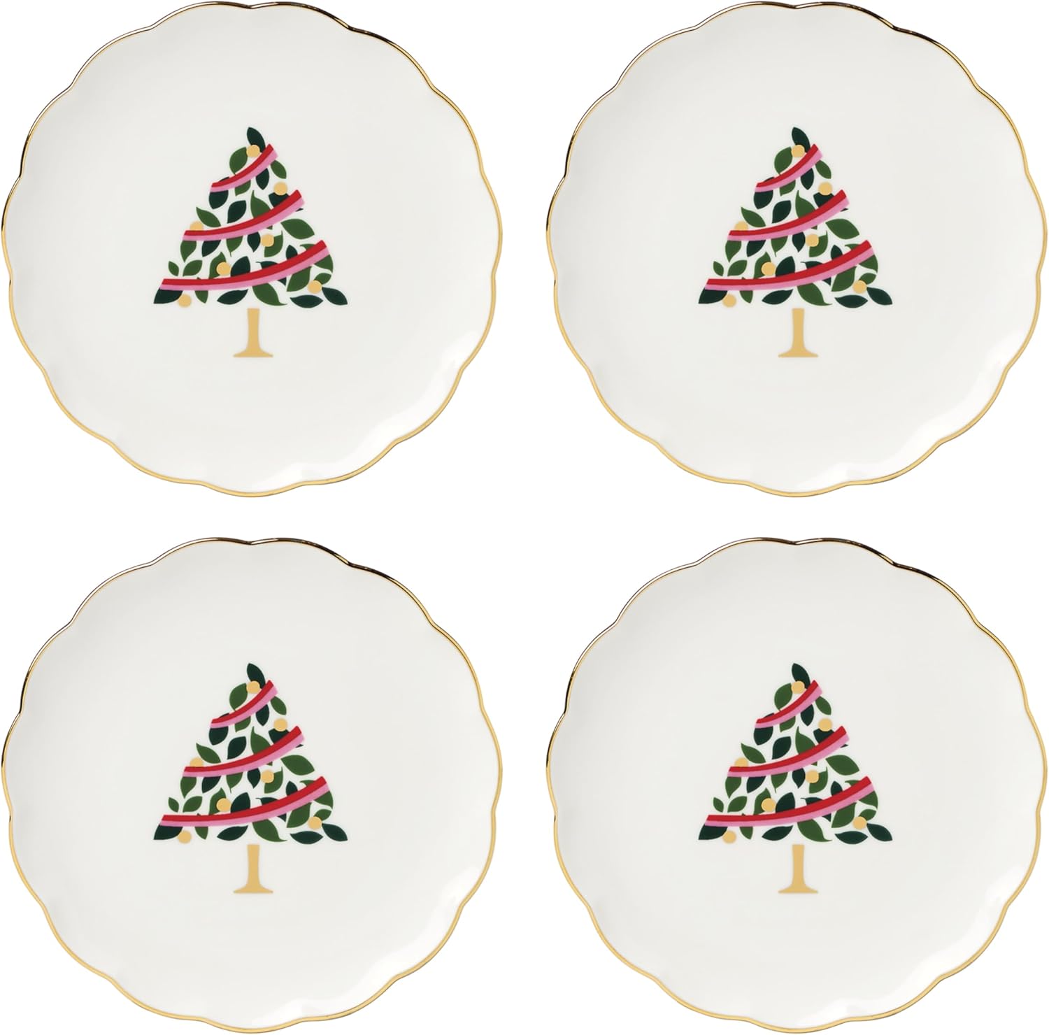 Evergreen Scallop Tidbit Plates Set for 4 by kate spade new york
