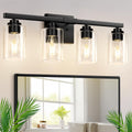4-Light Bathroom Light Fixtures with Clear Glass Shades for Style