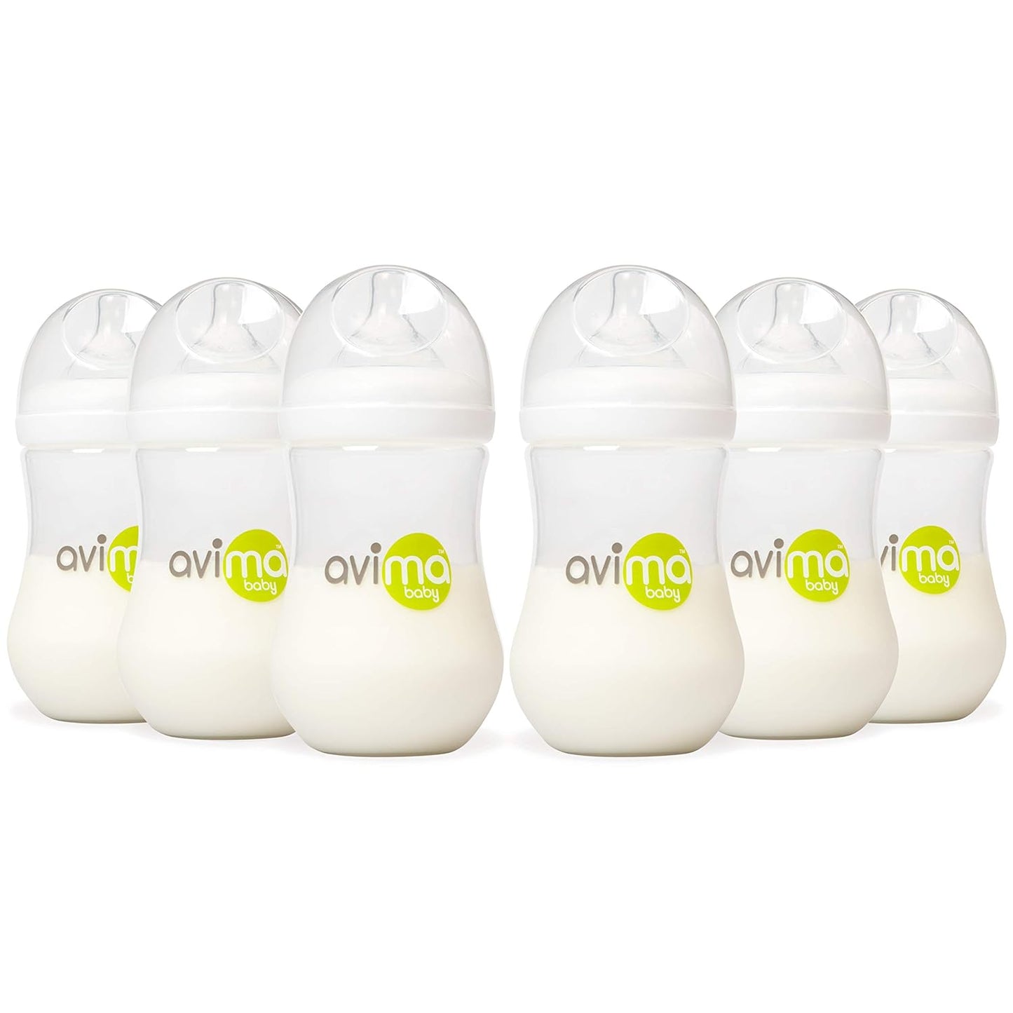 Avima Baby Anti Colic Bottles - Medium Flow, Wide Neck, BPA Free - Set of 6