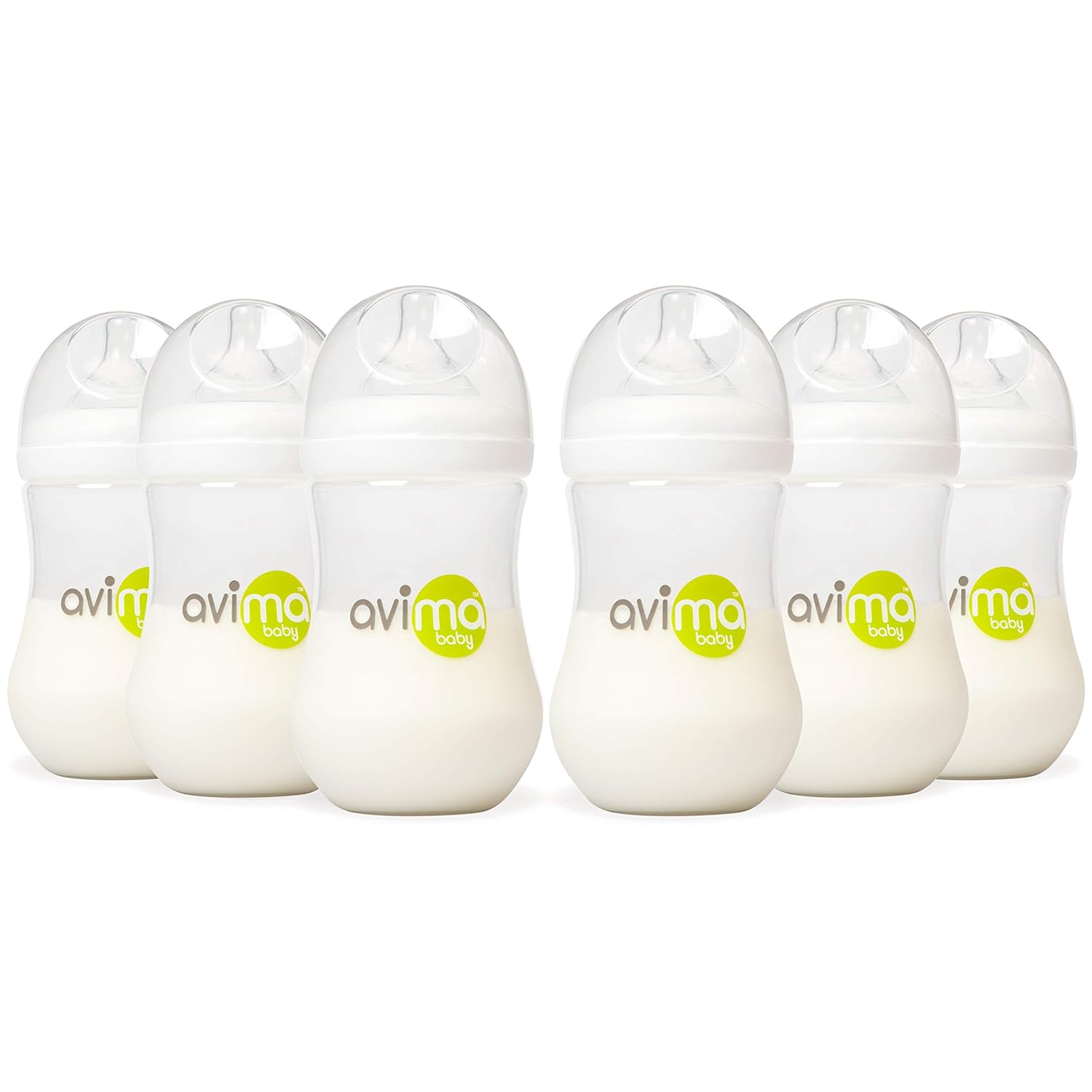 Avima Baby Anti Colic Bottles - Medium Flow, Wide Neck, BPA Free - Set of 6