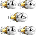 Privacy Door Knobs Polished Chrome 5 Pack - Interior Keyless Locks