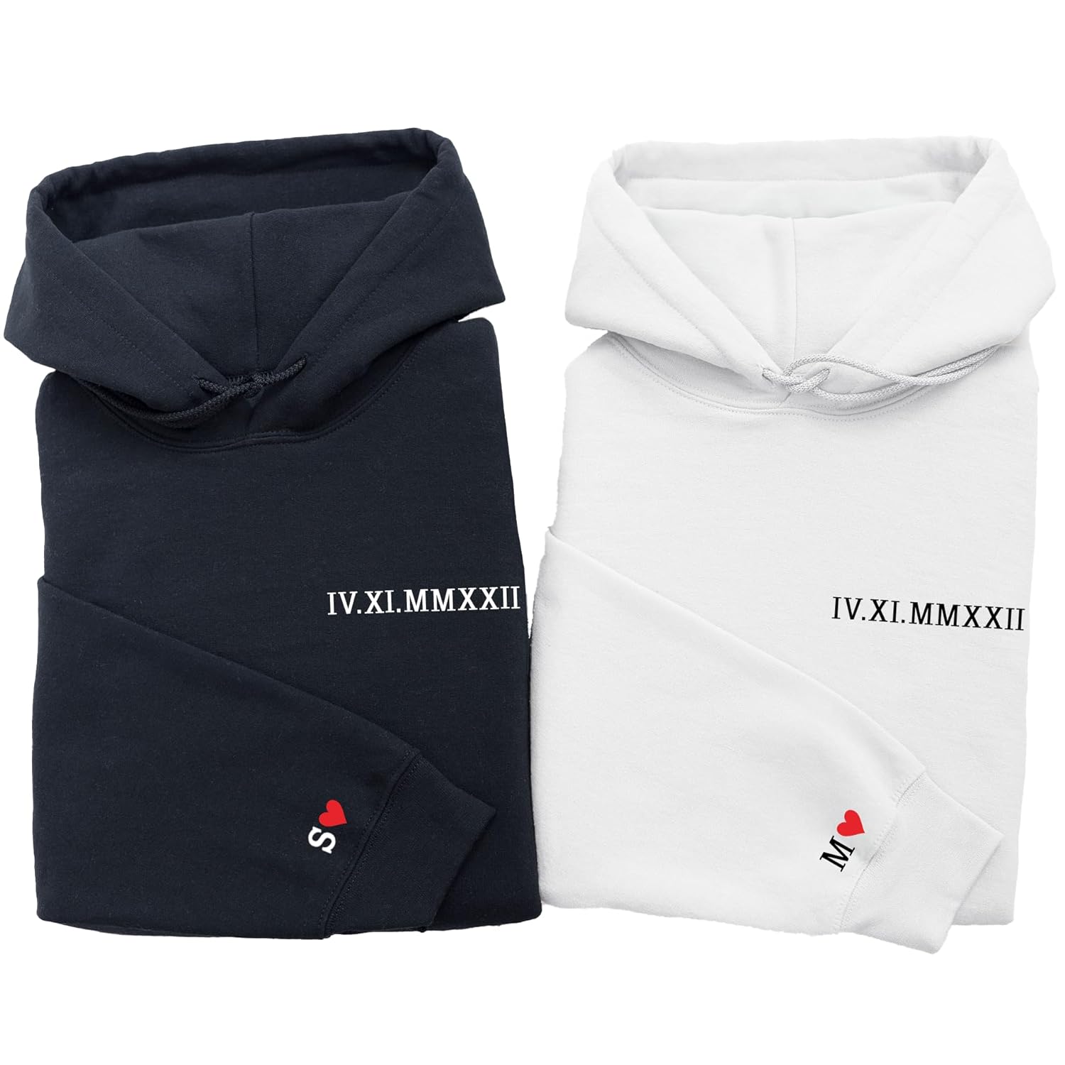 Personalized Roman Numeral Couple Hoodies - Merrvey