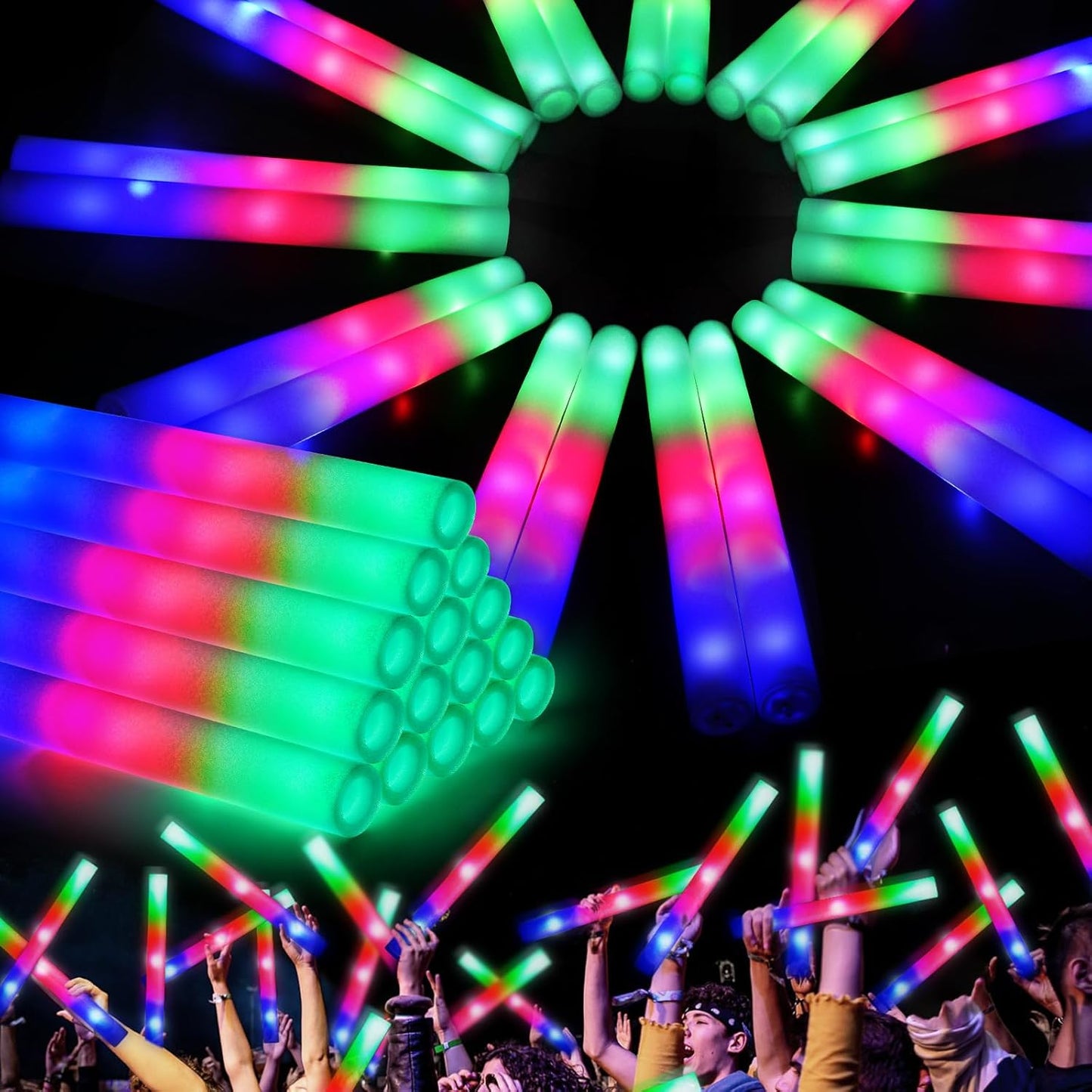 46PCS Foam Glow Sticks for Parties, Weddings, and Halloween Fun