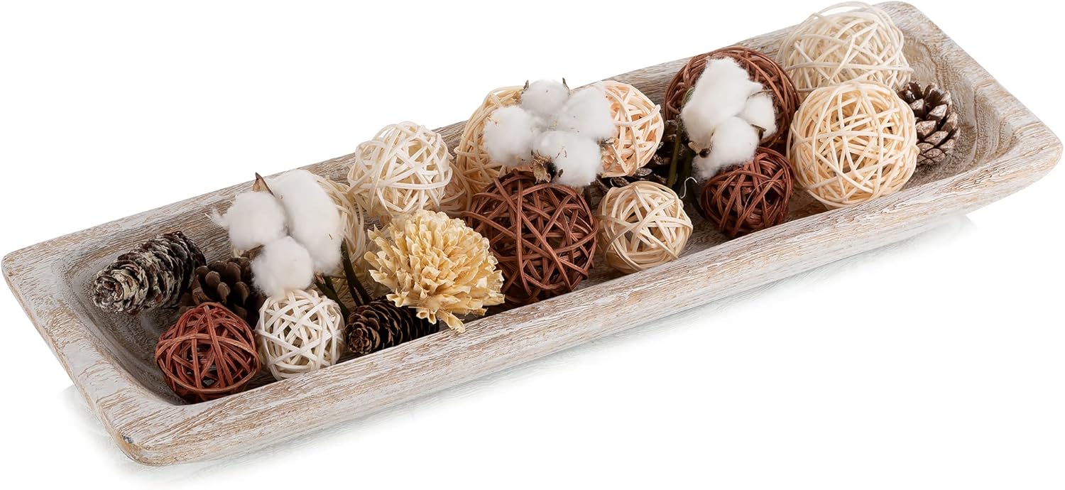 Hand Carved Decorative Wood Dough Bowl for Rustic Home Decor