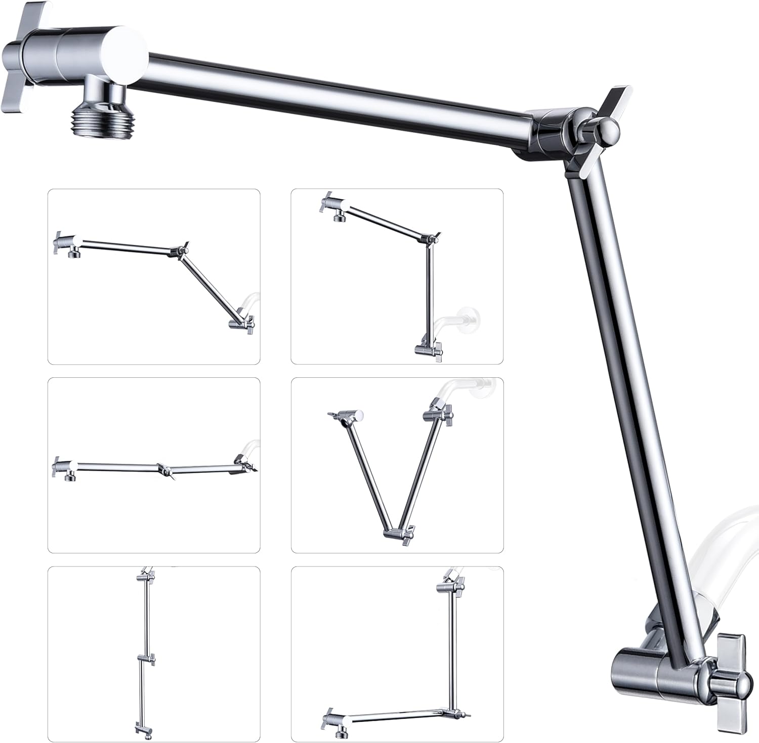 G-Promise Shower Head Extension Arm for Adjustable Height & Angle
