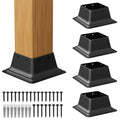 4x4 Post Base Heavy Duty Steel Brackets - Black Rust-Resist