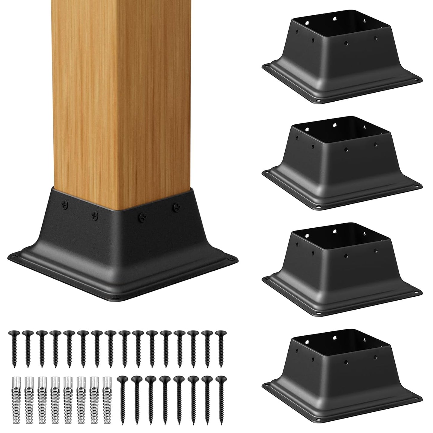 SPACEEUP 4x4 Post Base Heavy Duty Steel Brackets for Decks