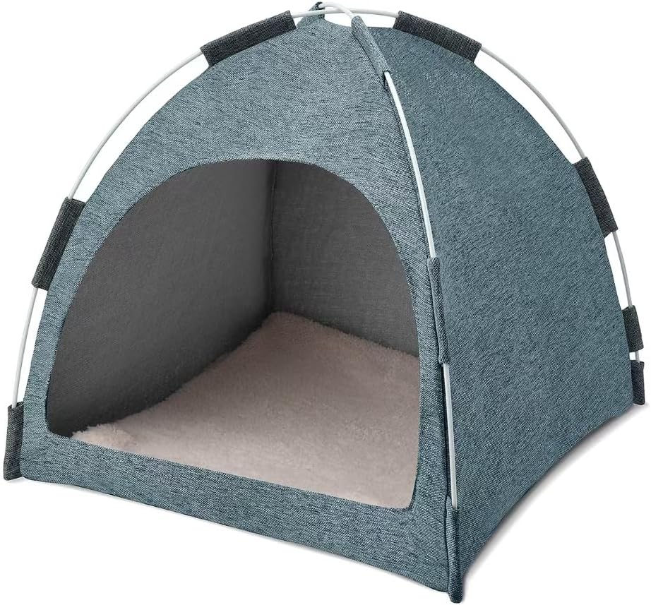 Cozy Cat Cave with Elastic Frame & Cushion, Blue Grey