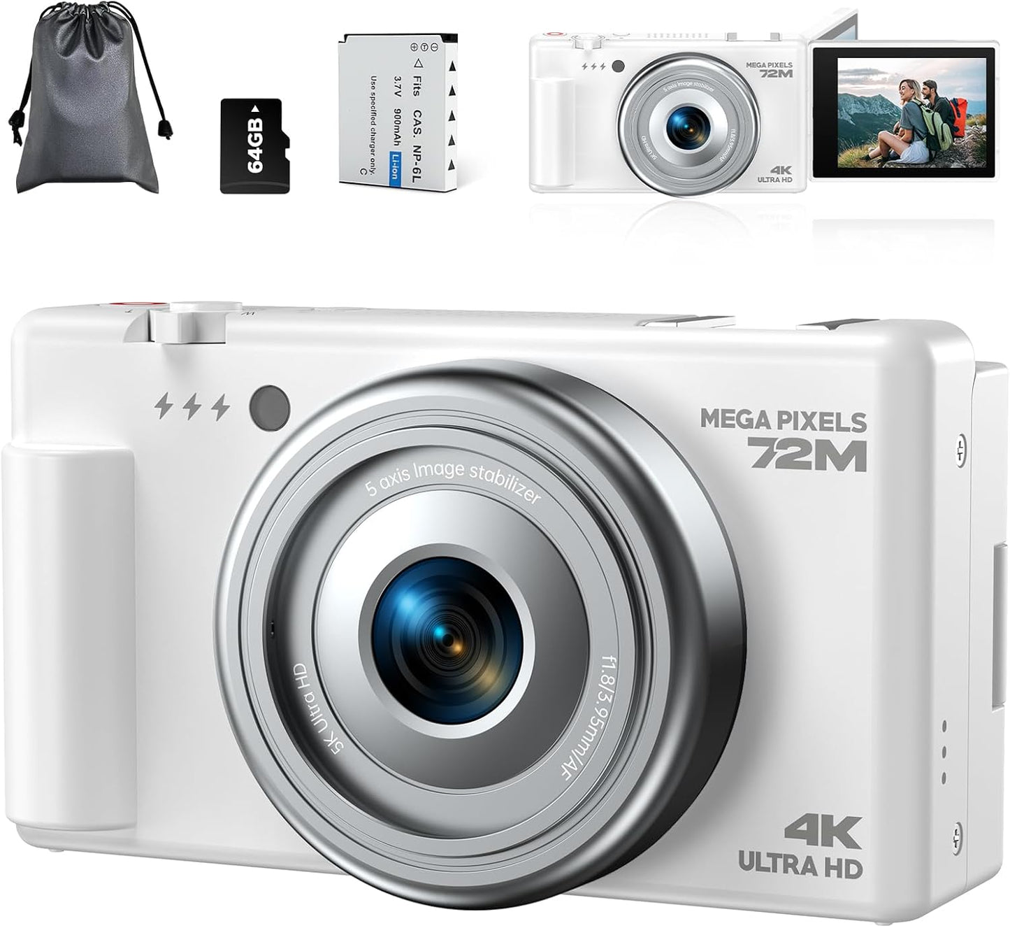 4K Digital Camera for Photography with 72MP Autofocus Features