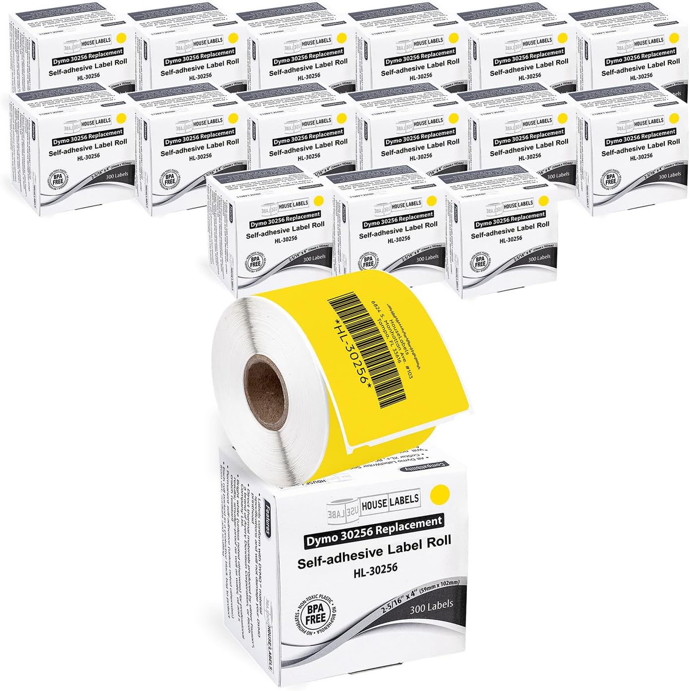 HOUSELABELS Compatible DYMO 30256 Yellow Shipping Labels 16 Rolls