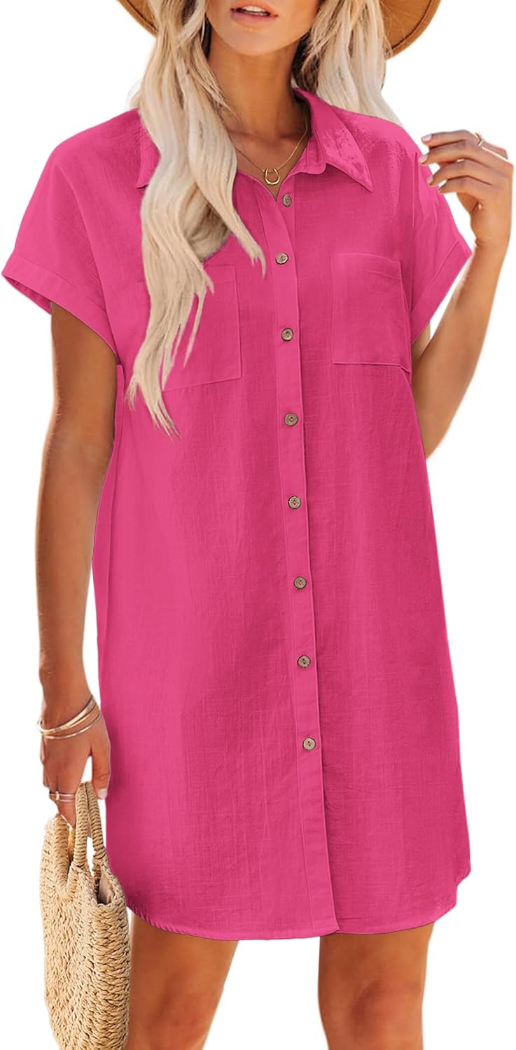 Zeagoo Women's Summer Dress 2025: Flowy V Neck Casual Mini Dress