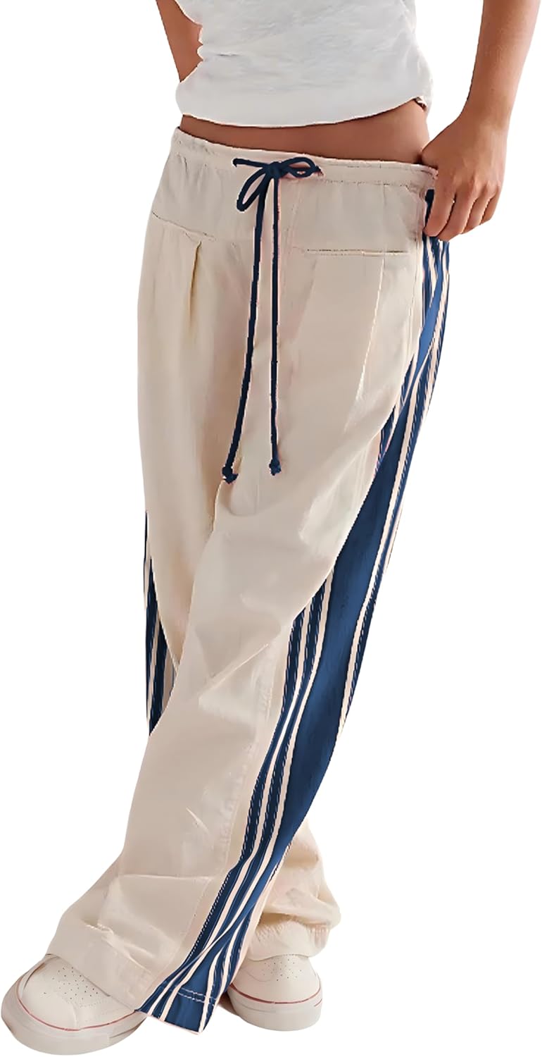 Hongsui Women's Wide Leg Pants with Drawstring and Pockets