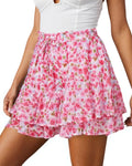 Flowy Shorts for Women Boho Floral Skorts - Ruffle Chiffon Comfort