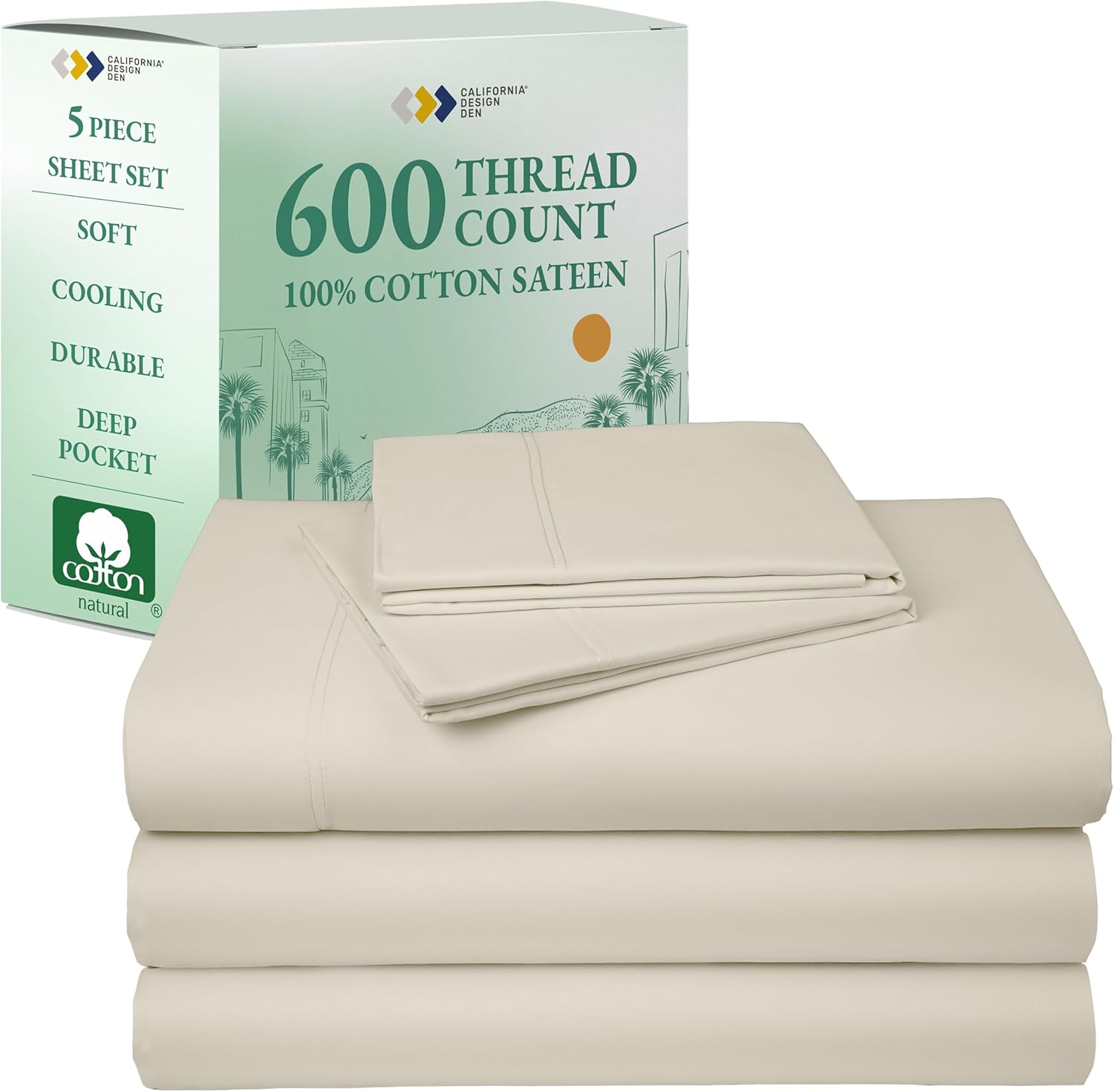 Luxury Split King Sheet Set - 100% Cotton, 600 Thread Count