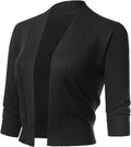 Women's Cropped 3/4 Sleeve Bolero Shrug Cardigan - Lightweight