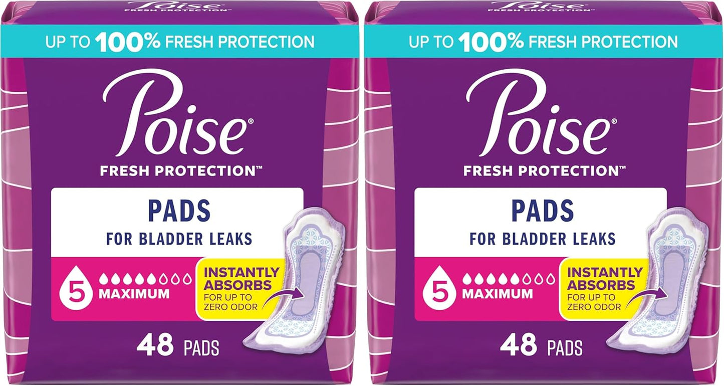 Poise Incontinence Pads with Maximum Absorbency for Women