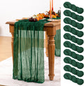 Emerald Green Cheesecloth Table Runner 10 Pack - Boho Gauze for Events