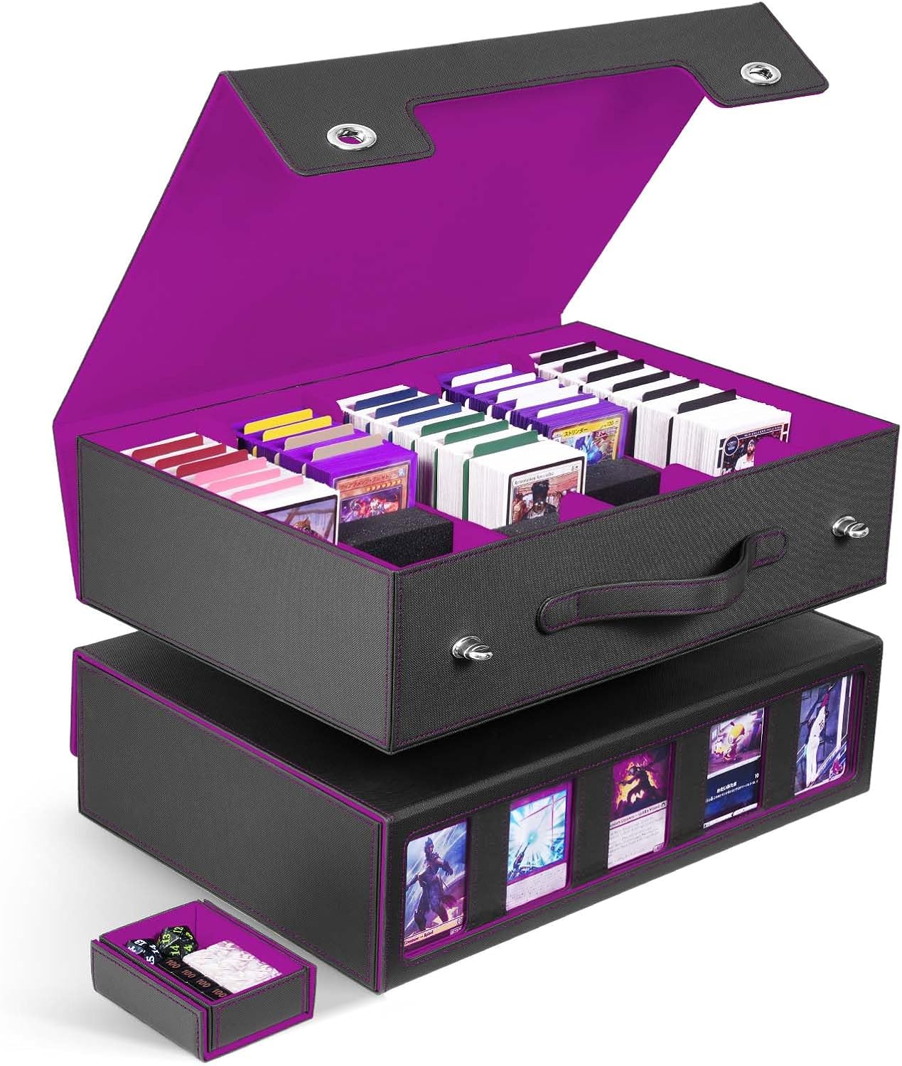 ZLCA Trading Card Storage Box Holds 3900+ Cards with Handle