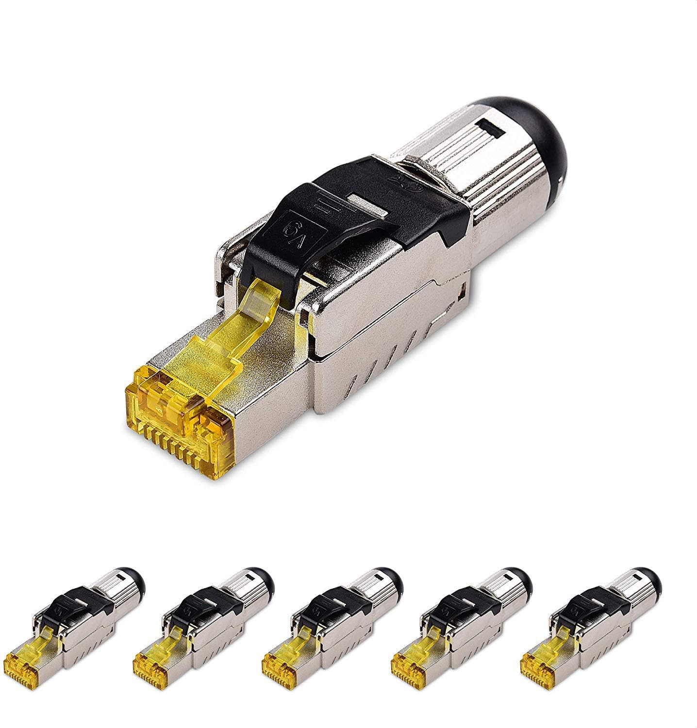 Tool-Free Shielded Cat6a RJ45 Connectors for 10Gbps Networks