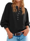 Saodimallsu Womens Henley Button Crew Neck Sweater - Soft, Lightweight