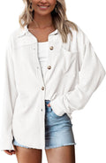 Women's Textured Stripe Button Down Shacket - Oversized Fall Top
