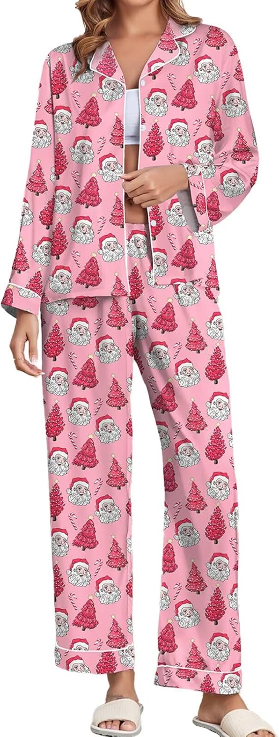 Silk Satin Pajamas Set for Women with Cute Lace Pattern
