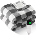 Electric Heated 62in x 84in Sherpa Buffalo Plaid Twin Blanket - Fast