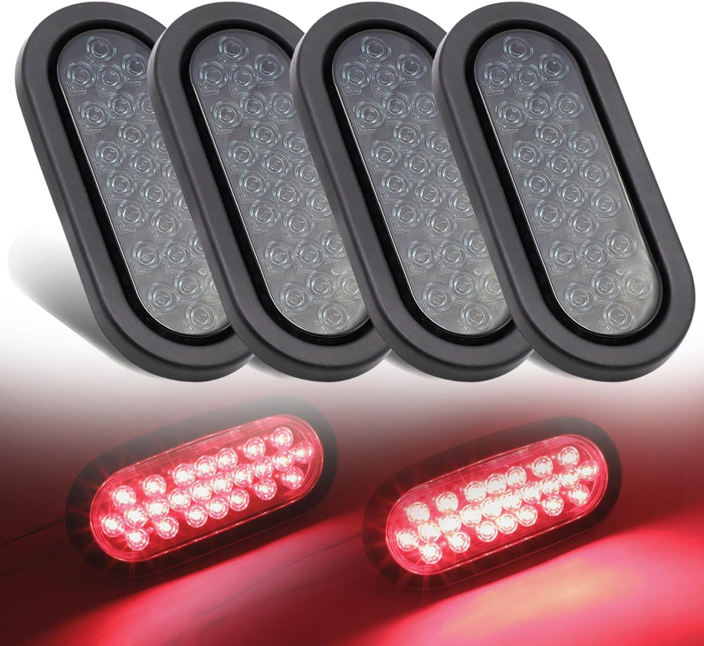 6 Inch Oval Smoked Lens Red LED Kit for Trucks and Trailers