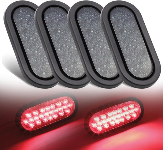 6 Inch Oval Smoked Lens Red LED Kit for Trucks and Trailers